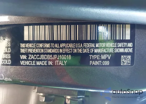 2018 Jeep Renegade Limited 4X4 from USA, damaged, VIN ZACCJBDB5JPJ10018